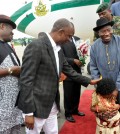 PIC.24. FROM LEFT: DEPUTY GOVERNOR OF RIVERS, MR TELE IKURU; GOV. 

CHIBUIKE AMAECHI OF RIVERS WELCOMING PRESIDENT GOODLUCK JONATHAN AT 

THE PORT HARCOURT INTERNATIONAL AIRPORT ON THURSDAY (12/9/13)
