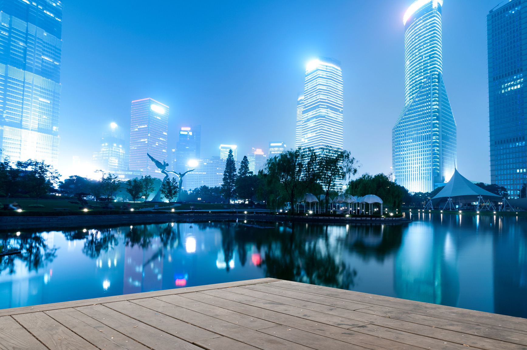 night scenes of shanghai financial center district